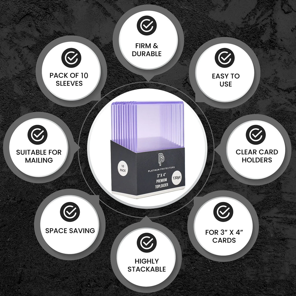 130pt Toploaders - For Patch Cards & Thick Autographs (10-Pack)