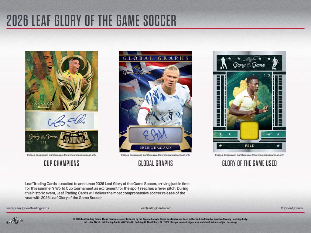 2026 Leaf Glory of the Game Soccer Hobby Trading Cards LV