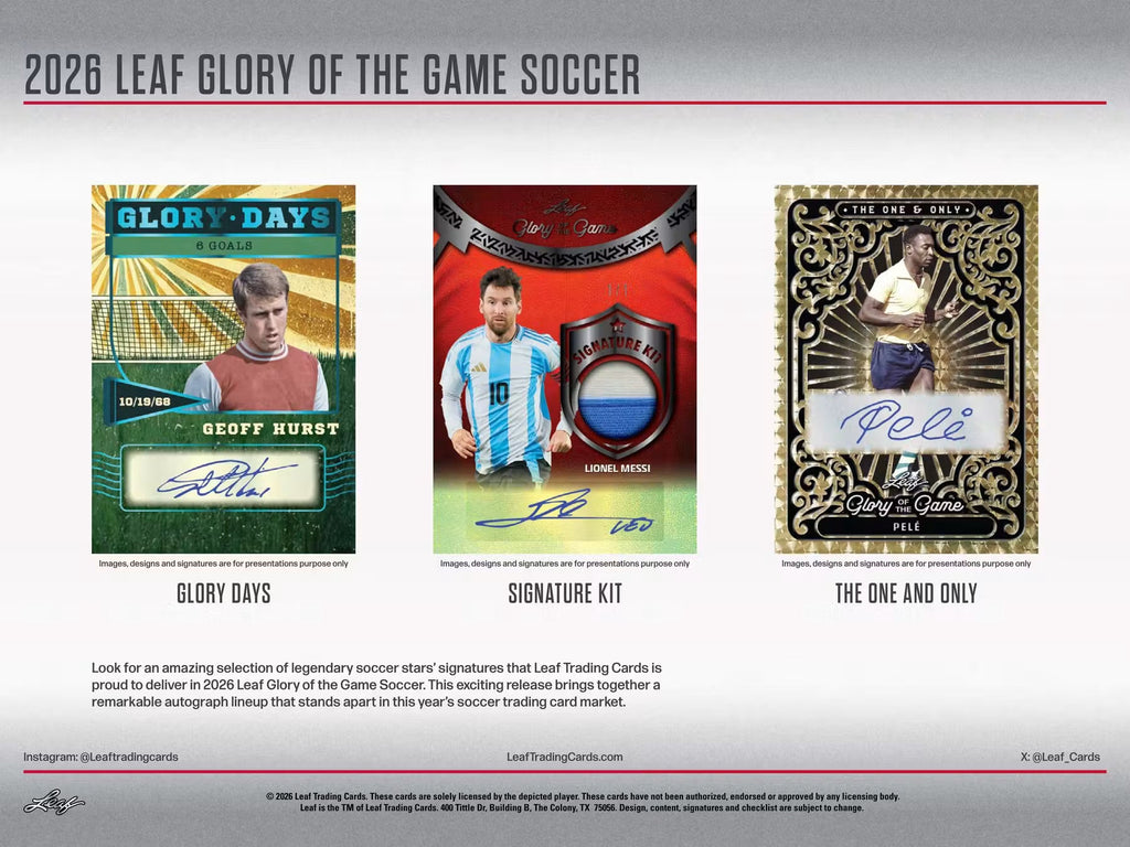 2026 Leaf Glory of the Game Soccer Hobby Trading Cards LV