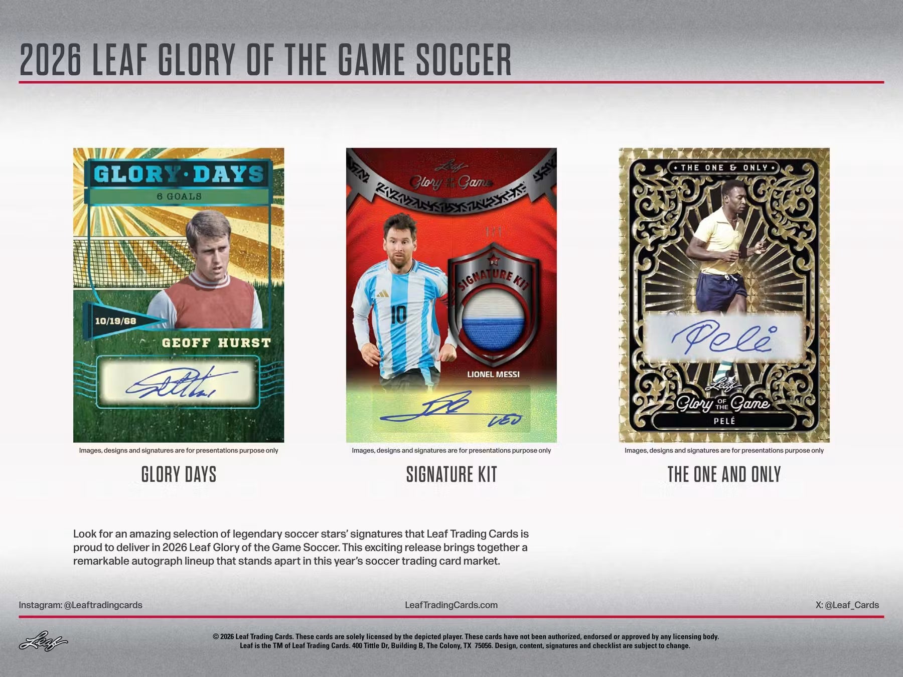 2026 Leaf Glory of the Game Soccer Hobby Trading Cards LV