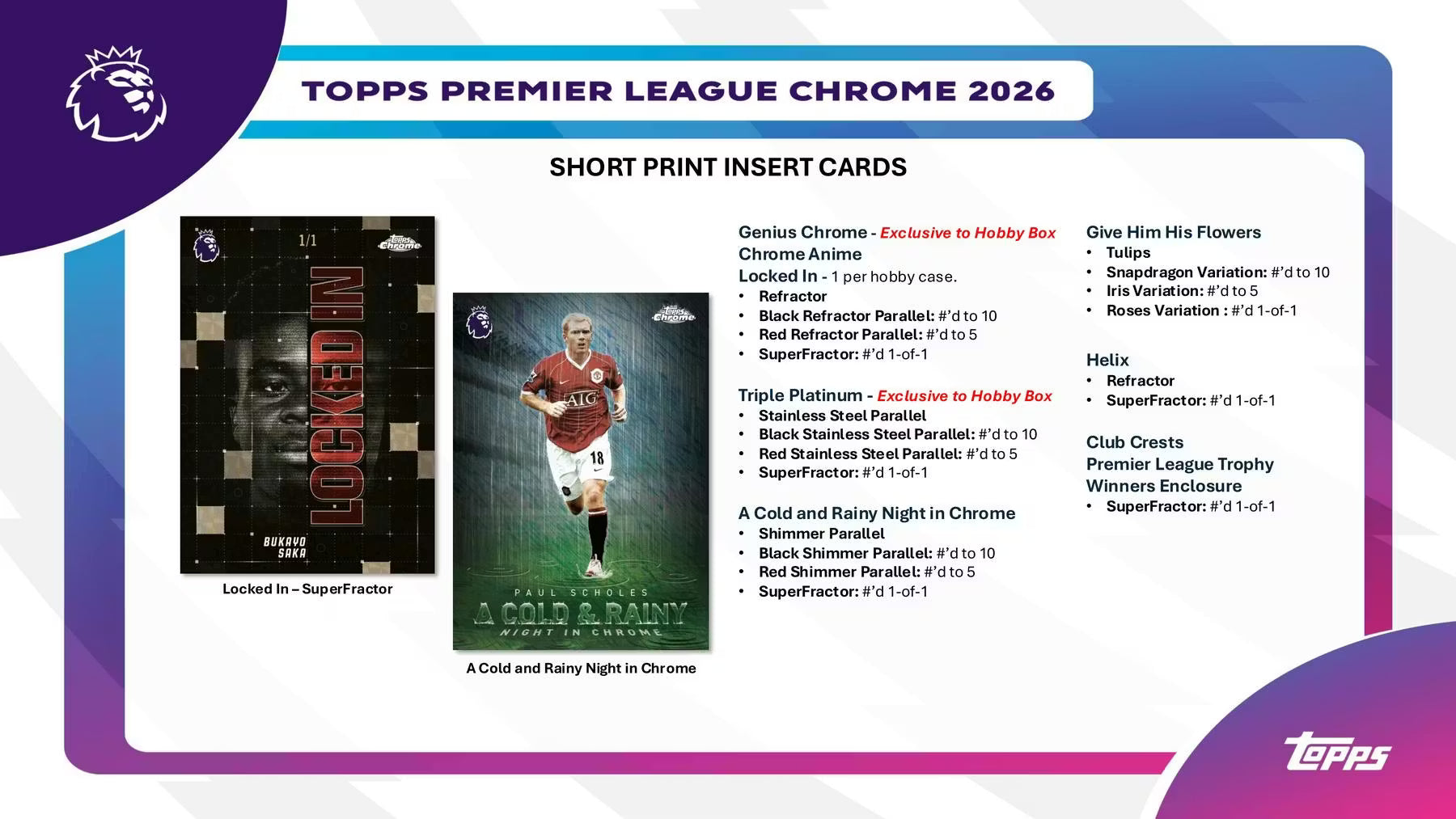 2026 Topps Chrome Premier League EPL Soccer Hobby Trading Cards LV