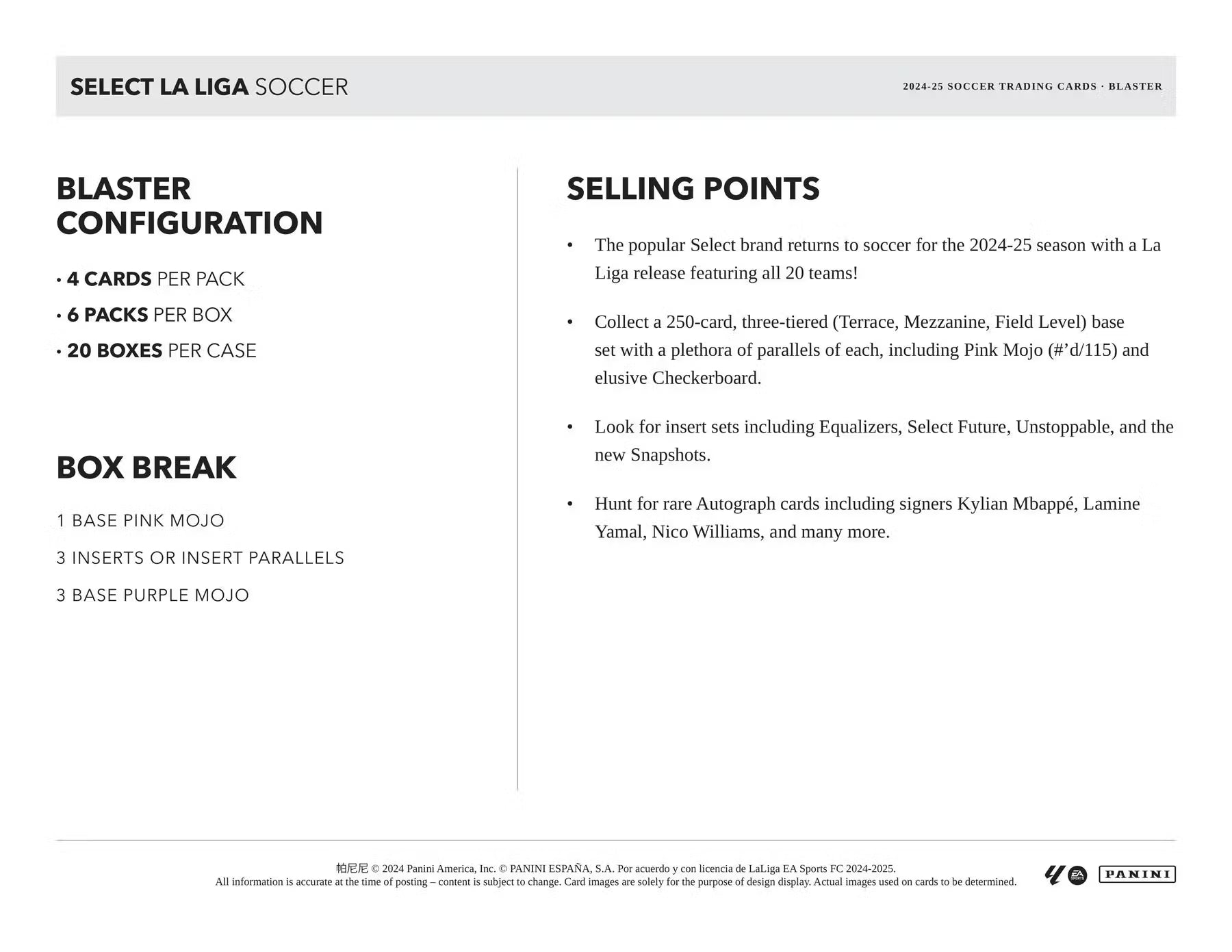 2024-25 Panini Select Soccer La Liga Blaster Trading Cards LV