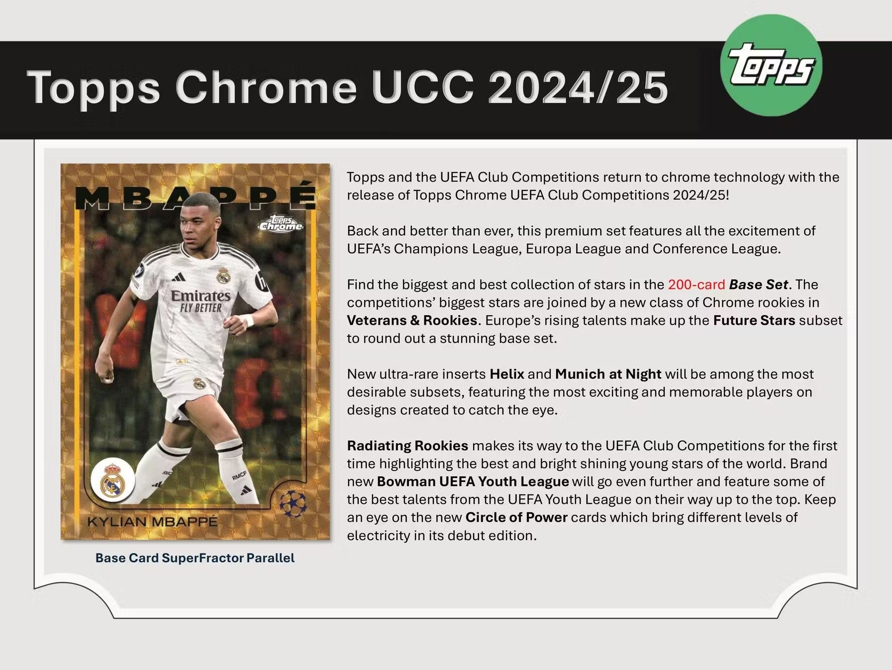 2024-25 Topps Chrome UEFA Club Competitions Soccer Hobby Trading Cards LV
