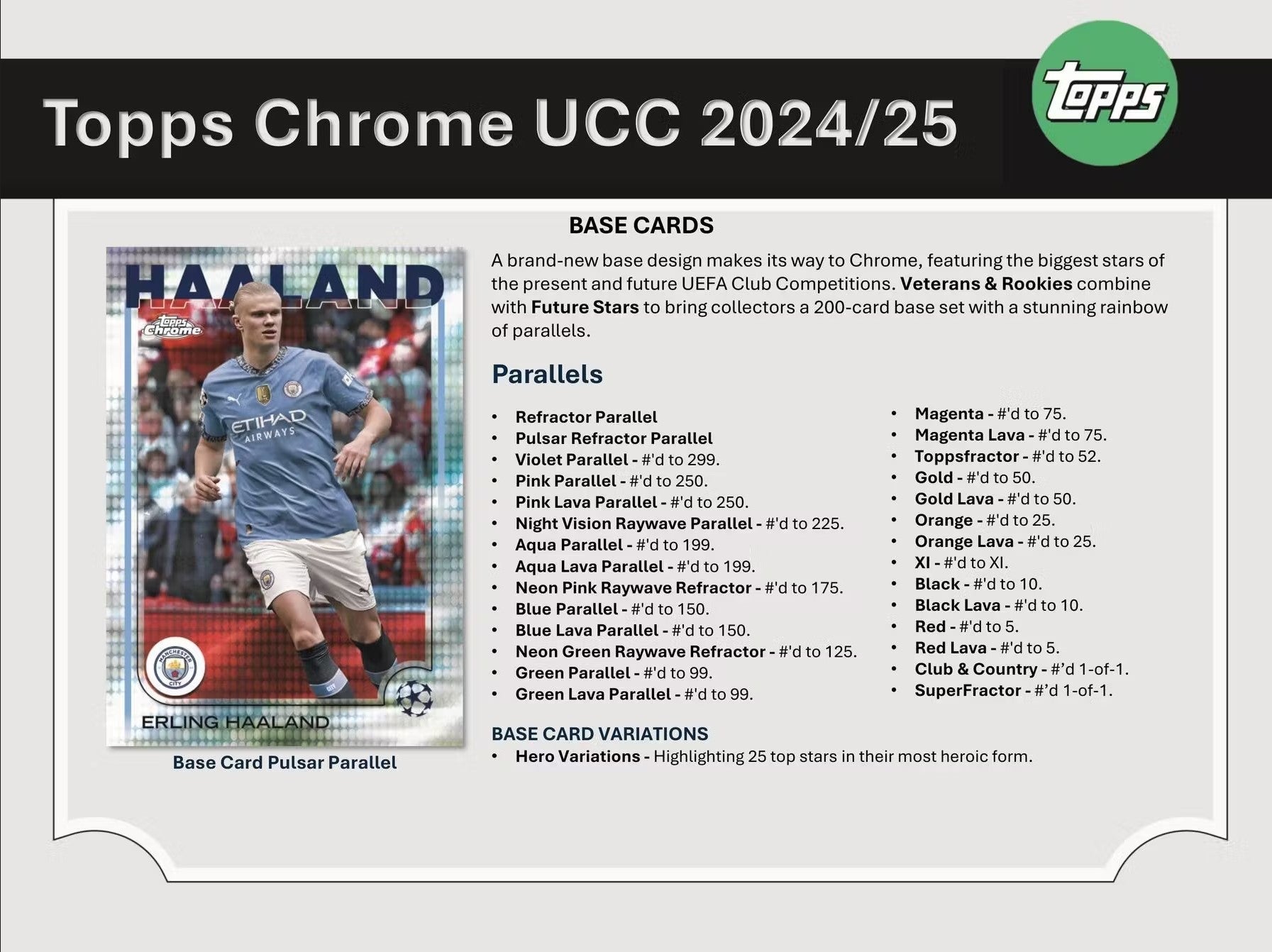 2024-25 Topps Chrome UEFA Club Competitions Soccer Hobby Trading Cards LV