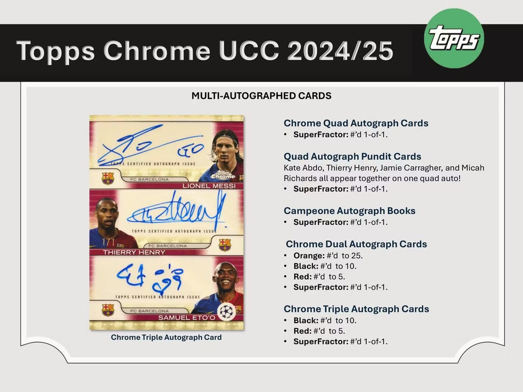 2024-25 Topps Chrome UEFA Club Competitions Soccer Hobby Trading Cards LV