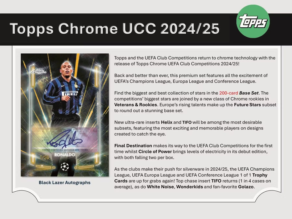 2024-25 Topps Chrome UEFA Club Competitions Soccer Jumbo Trading Cards LV