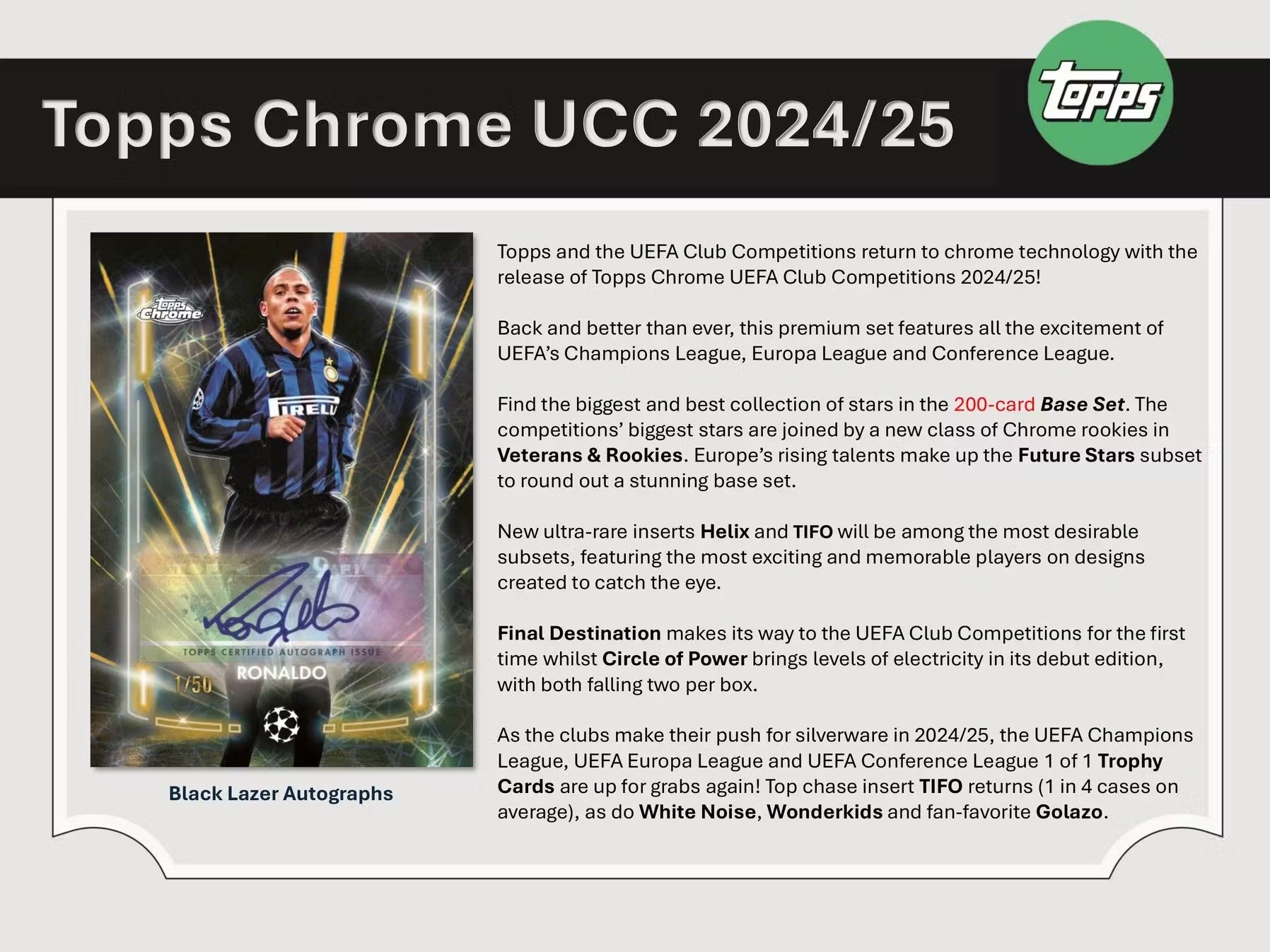2024-25 Topps Chrome UEFA Club Competitions Soccer Jumbo Trading Cards LV