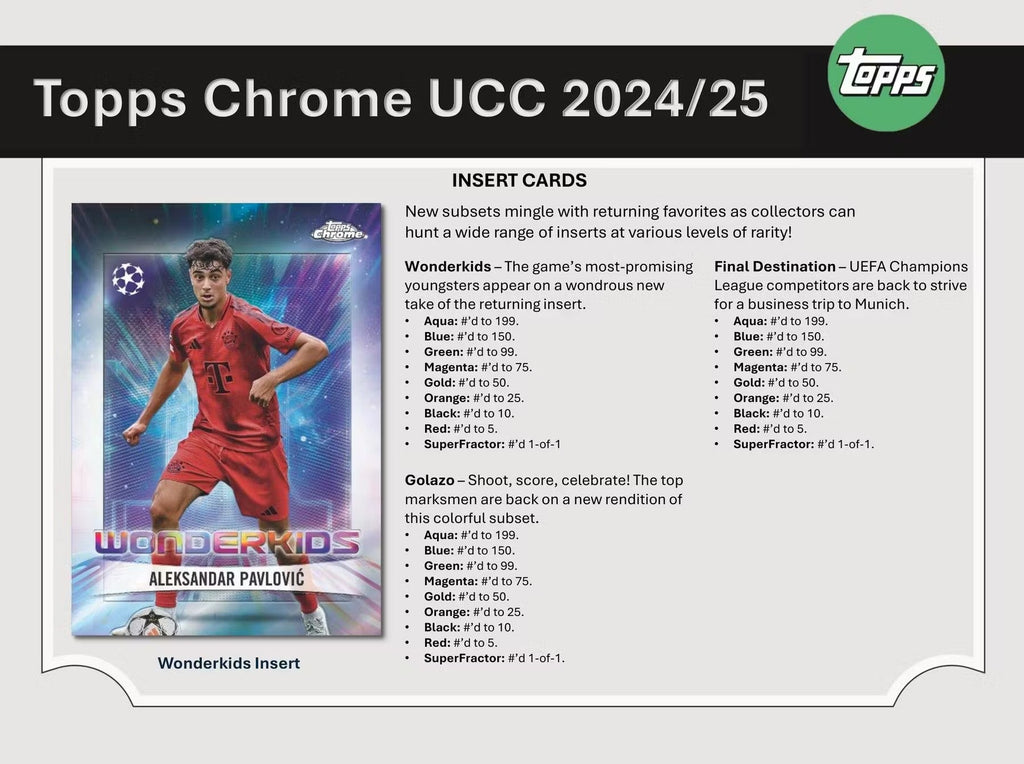 2024-25 Topps Chrome UEFA Club Competitions Soccer Jumbo Trading Cards LV