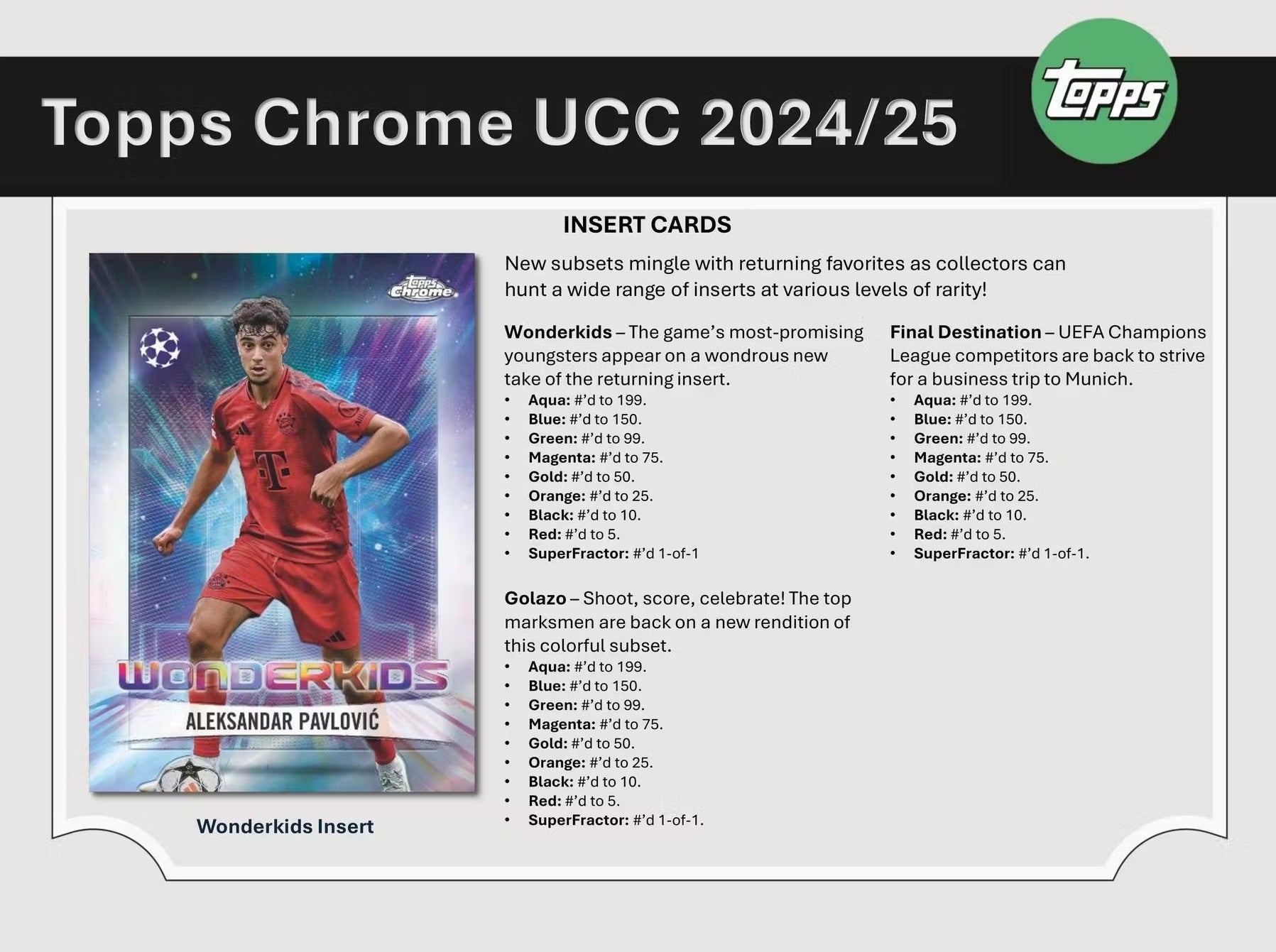 2024-25 Topps Chrome UEFA Club Competitions Soccer Jumbo Trading Cards LV