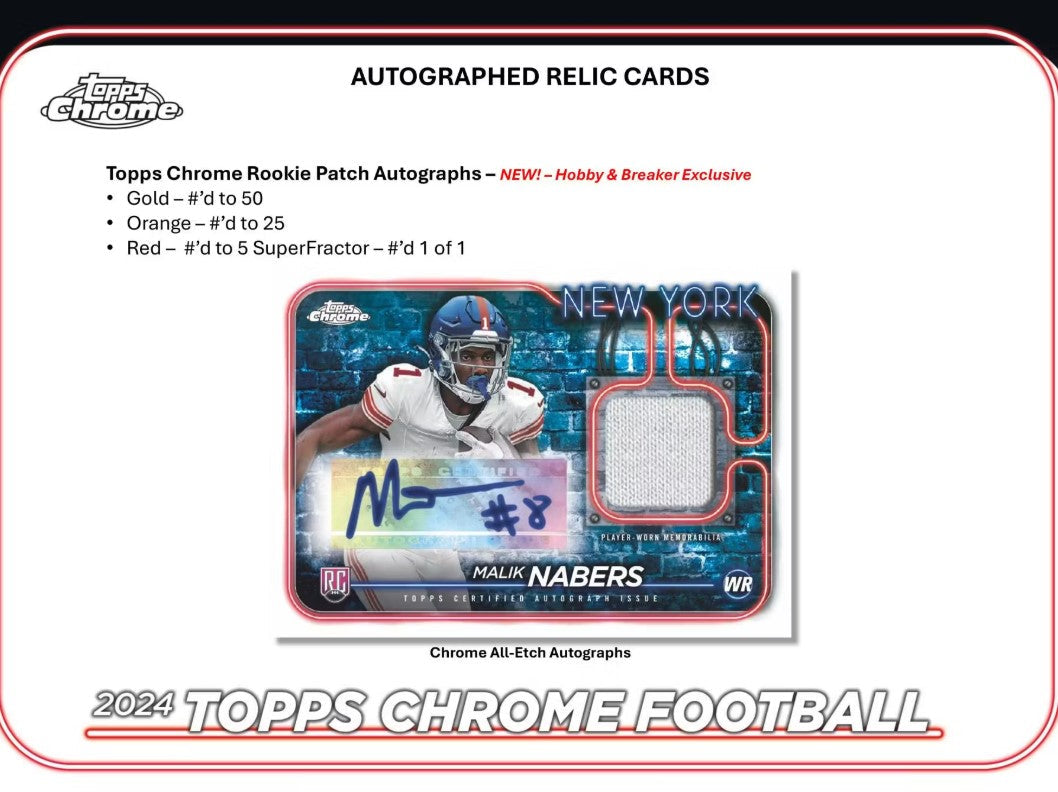 2024 Topps Chrome Football Hobby Trading Cards LV