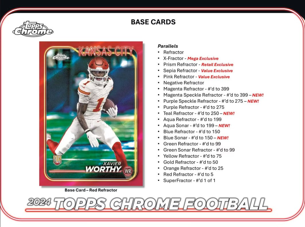 2024 Topps Chrome Football Mega Trading Cards LV