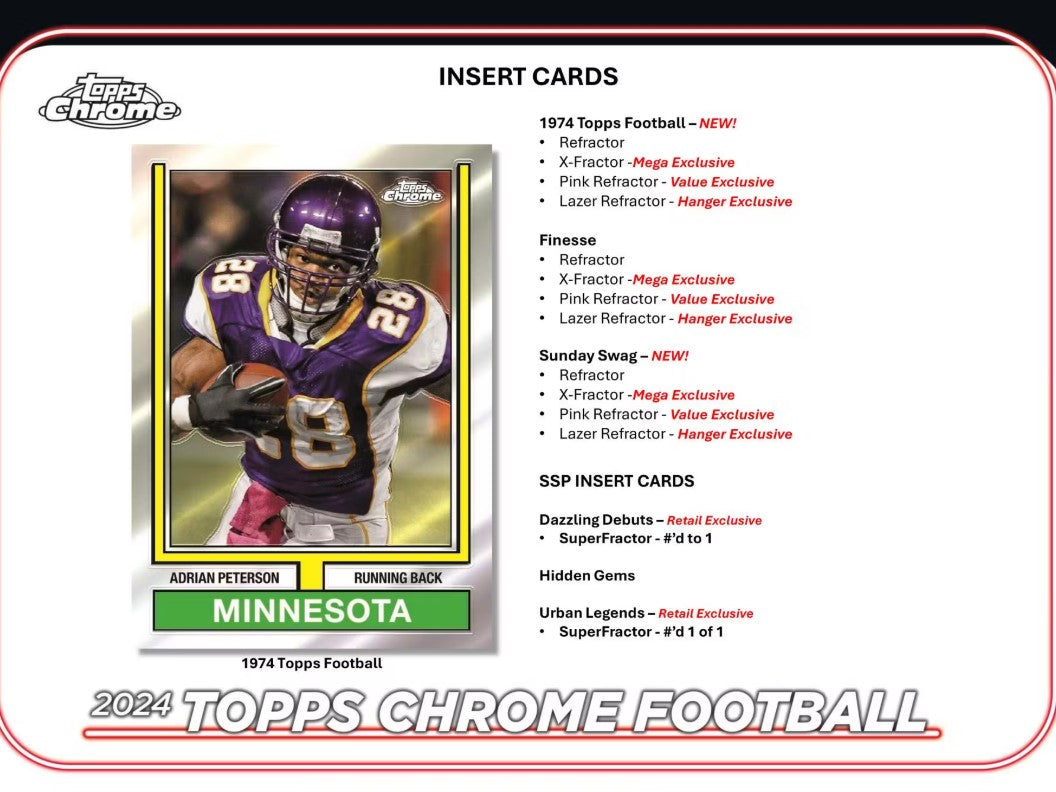 2024 Topps Chrome Football Mega Trading Cards LV