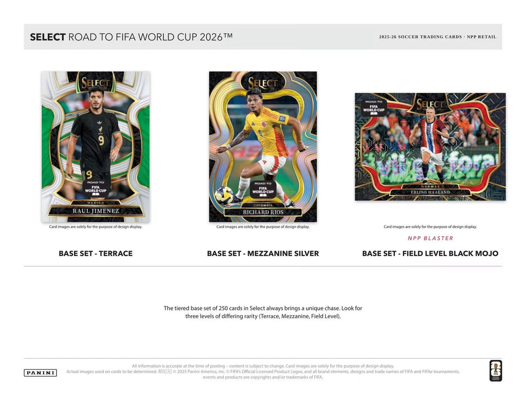 2025-26 Panini Select Road to FIFA World Cup Soccer Mega Trading Cards LV