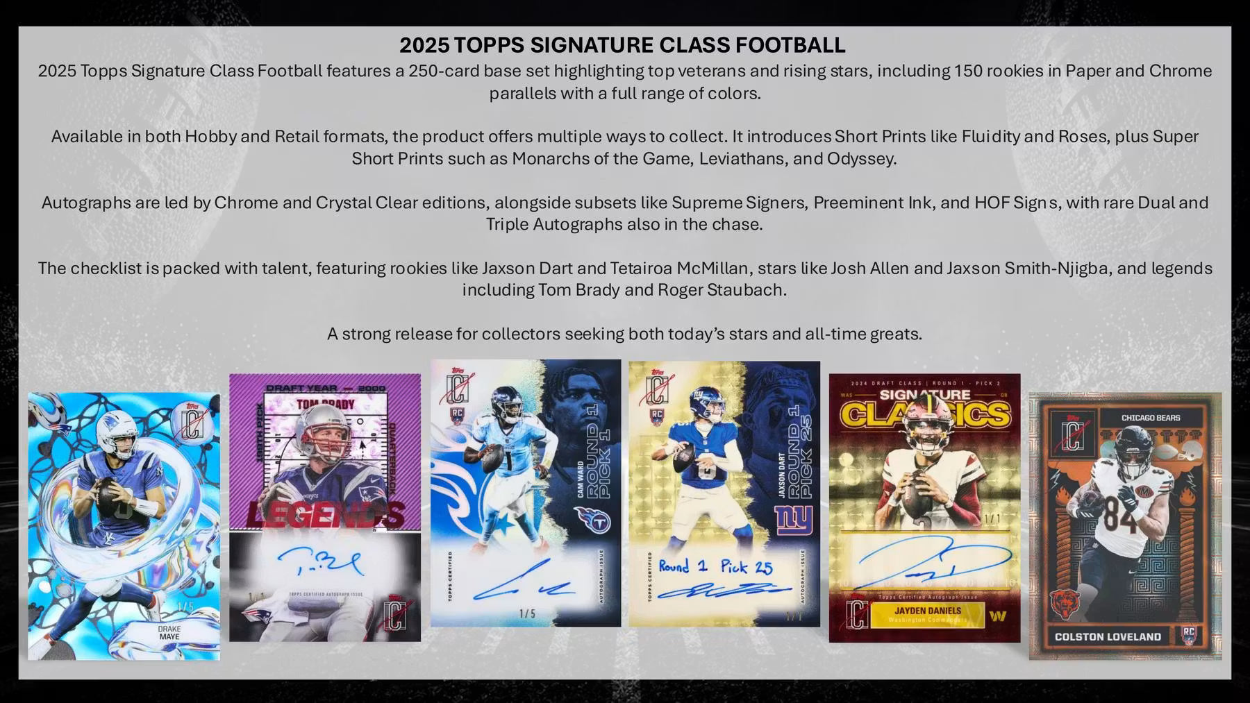 2025 Topps Signature Class Football Jumbo Trading Cards LV