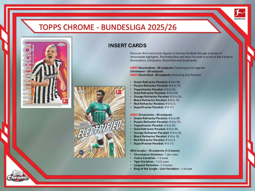 2025-26 Topps Chrome Bundesliga Soccer Hobby Trading Cards LV