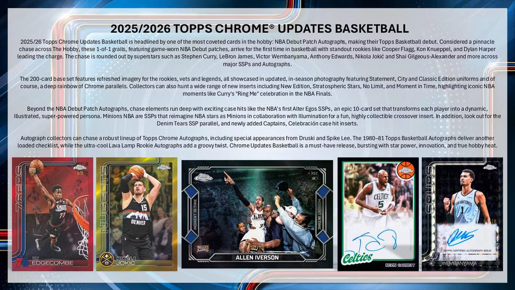 2025-26 Topps Chrome Update Series Basketball Hobby Trading Cards LV