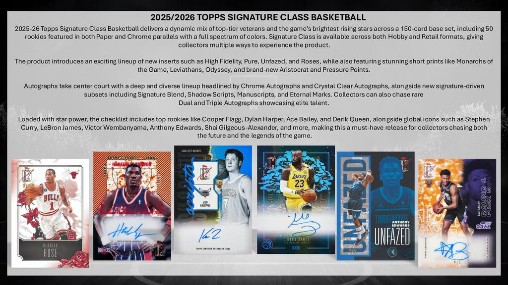 2025-26 Topps Signature Class Basketball Hobby Trading Cards LV