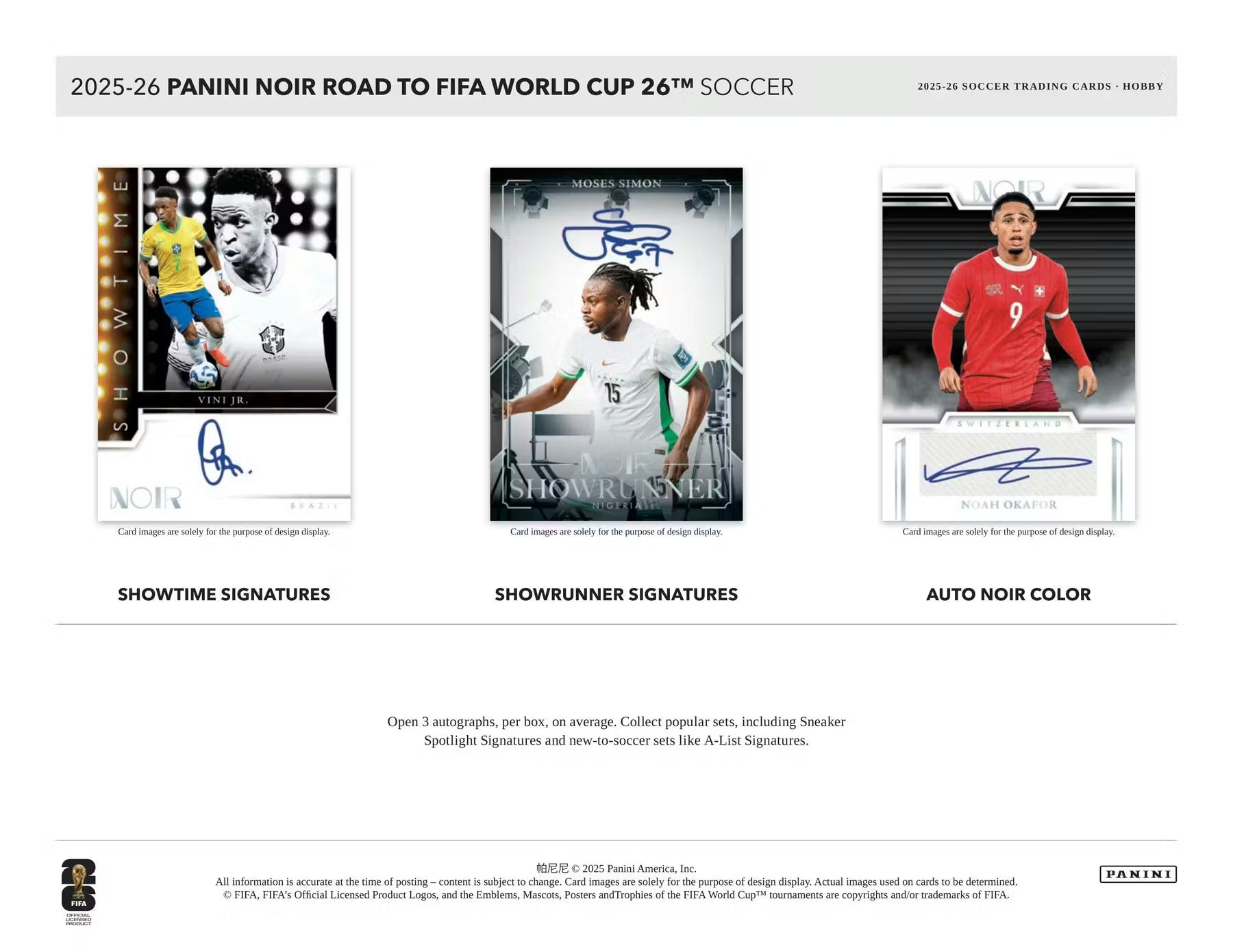 2025-26 Panini Noir Soccer Road to FIFA World Cup Hobby Trading Cards LV