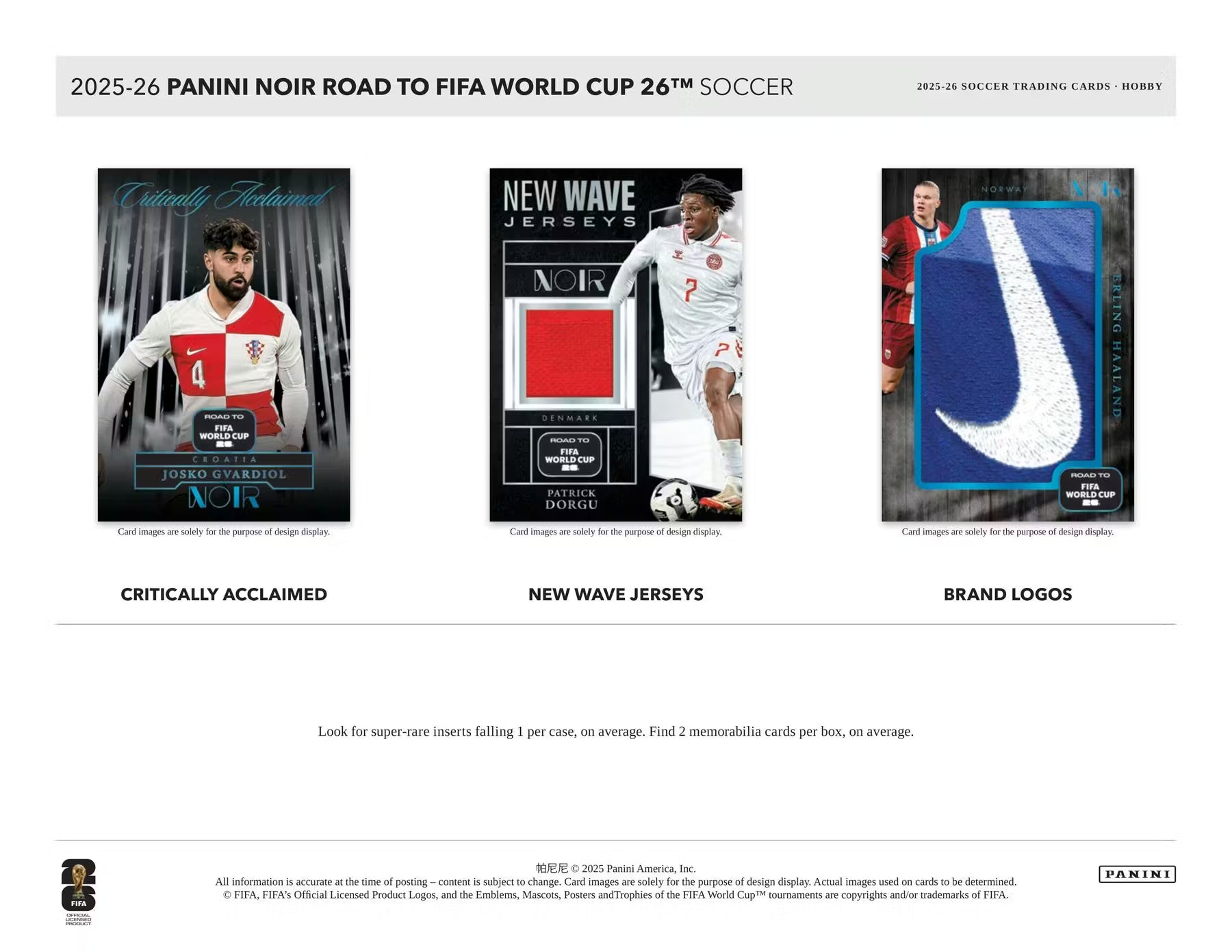 2025-26 Panini Noir Soccer Road to FIFA World Cup Hobby Trading Cards LV