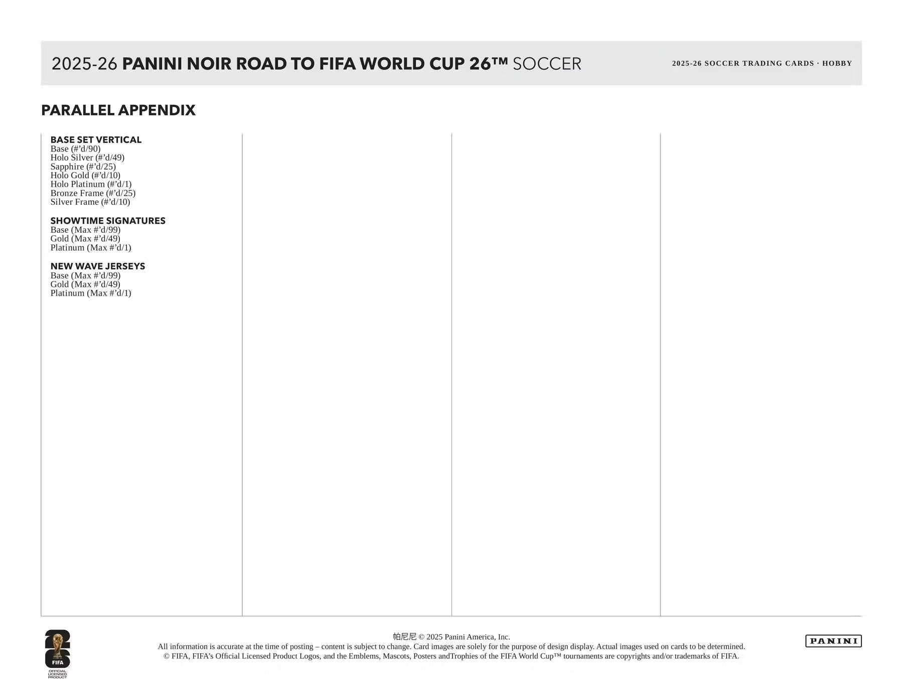 2025-26 Panini Noir Soccer Road to FIFA World Cup Hobby Trading Cards LV