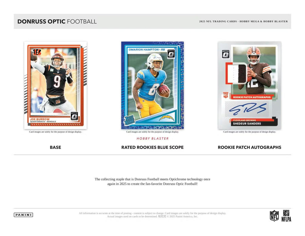 2025 Panini Donruss Optic Football Hobby Mega Trading Cards LV