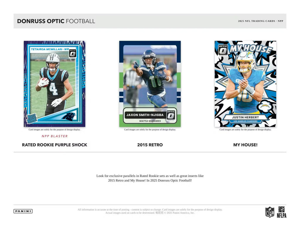 2025 Panini Donruss Optic Football Mega Trading Cards Blue Hyper LV
