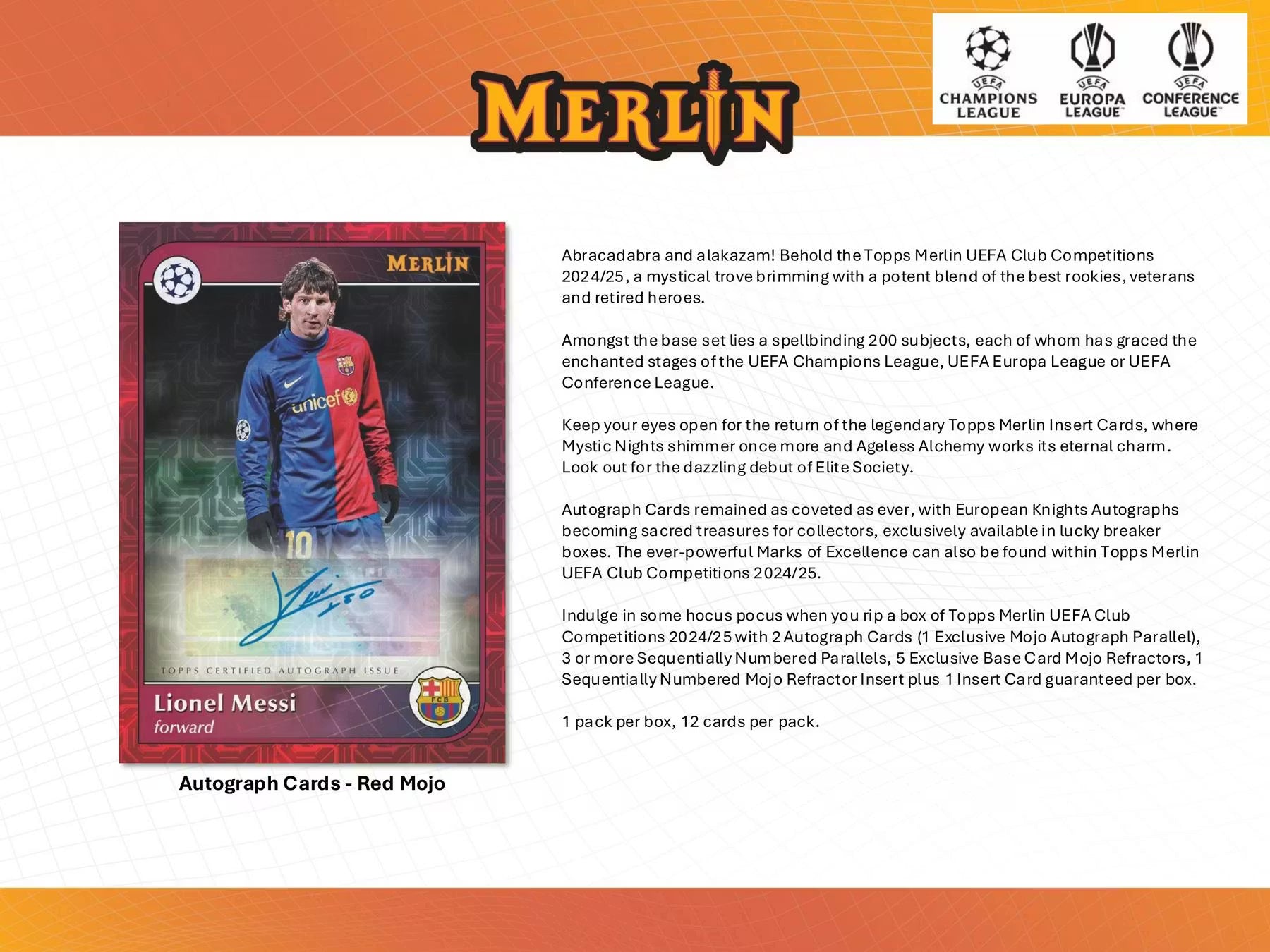 2024-25 Topps Chrome Merlin Soccer UEFA Club Competition Breaker Delight Trading Cards LV