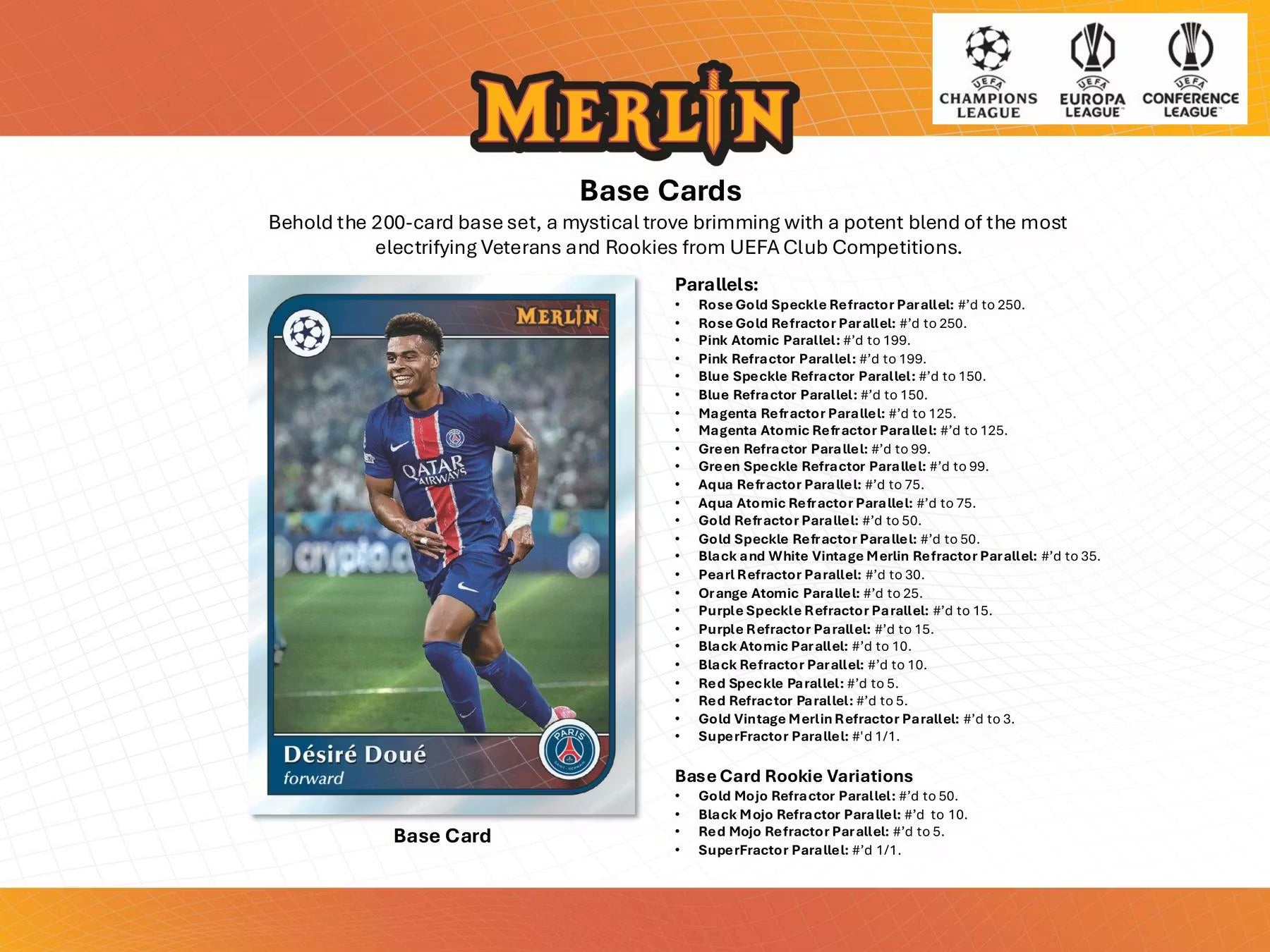 2024-25 Topps Chrome Merlin Soccer UEFA Club Competition Hobby Trading Cards LV