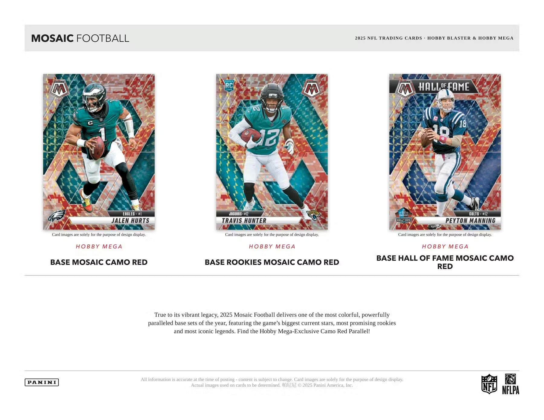 2025 Panini Mosaic Football Mega Trading Cards LV