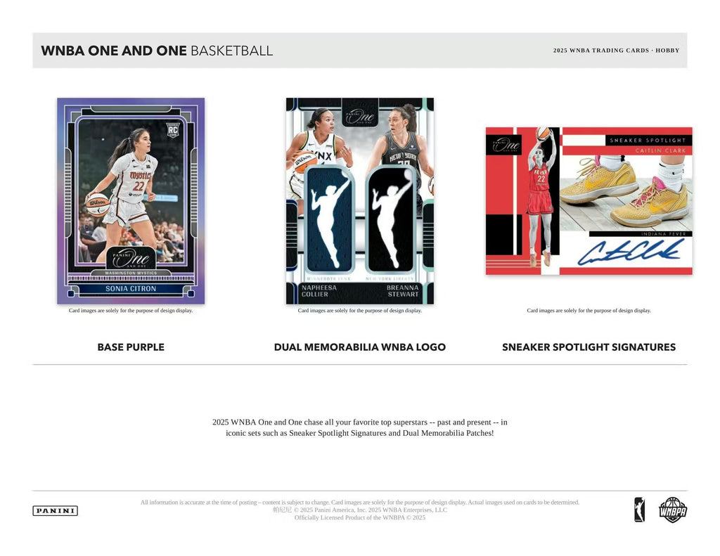 2025 Panini One and One WNBA Basketball Hobby Trading Cards LV
