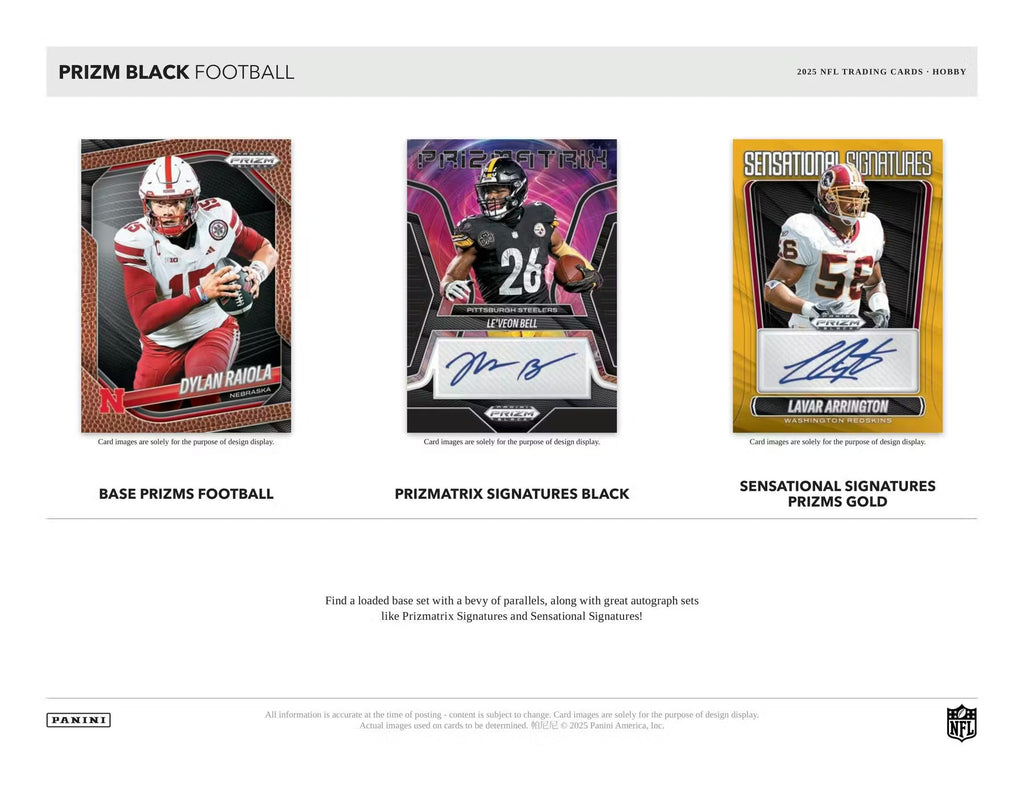 2025 Panini Prizm Black Football Hobby Trading Cards LV