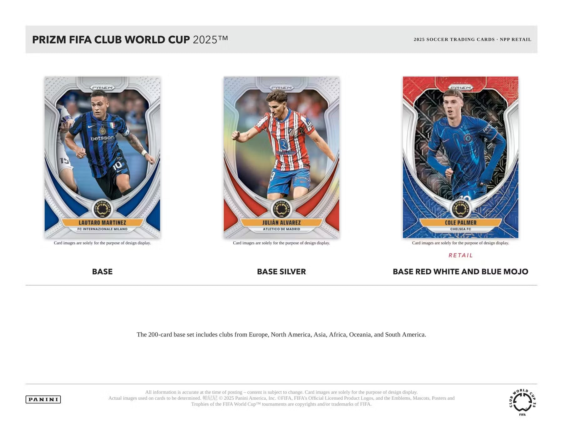 2025 Panini Prizm FIFA Club World Cup Soccer Mega Trading Cards LV