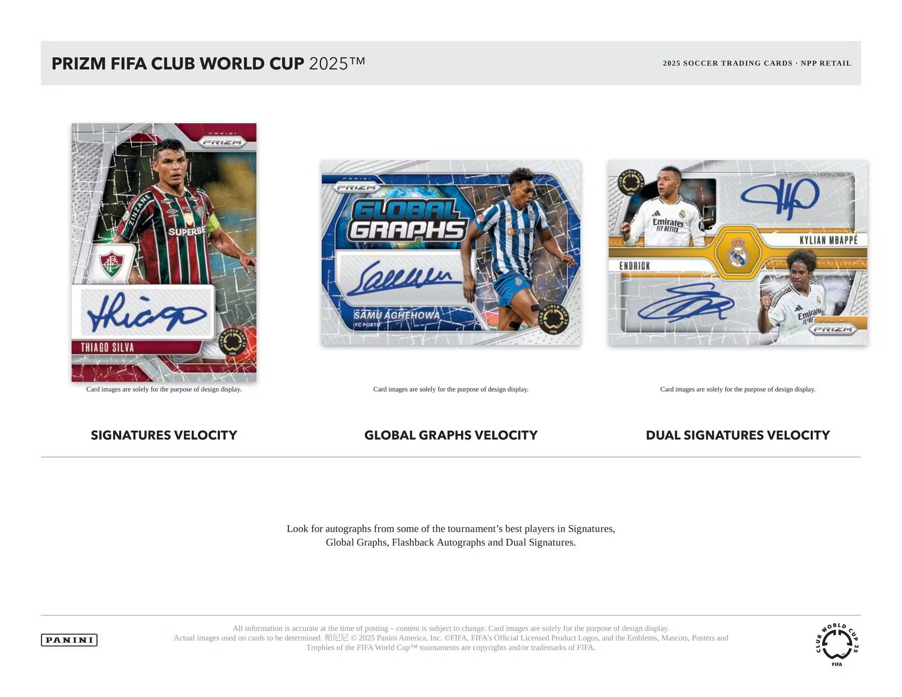 2025 Panini Prizm FIFA Club World Cup Soccer Mega Trading Cards LV