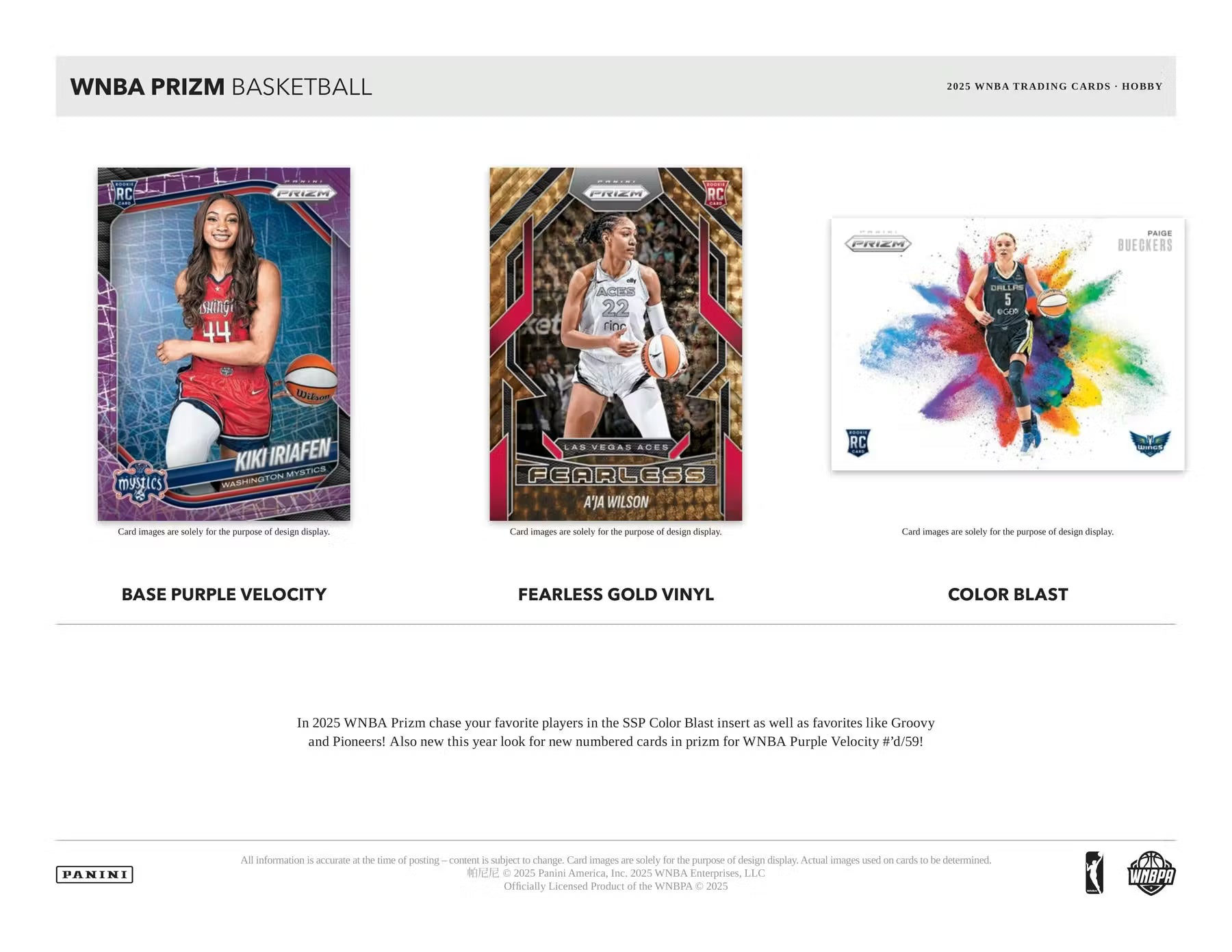 2025 Panini Prizm WNBA Hobby Trading Cards LV