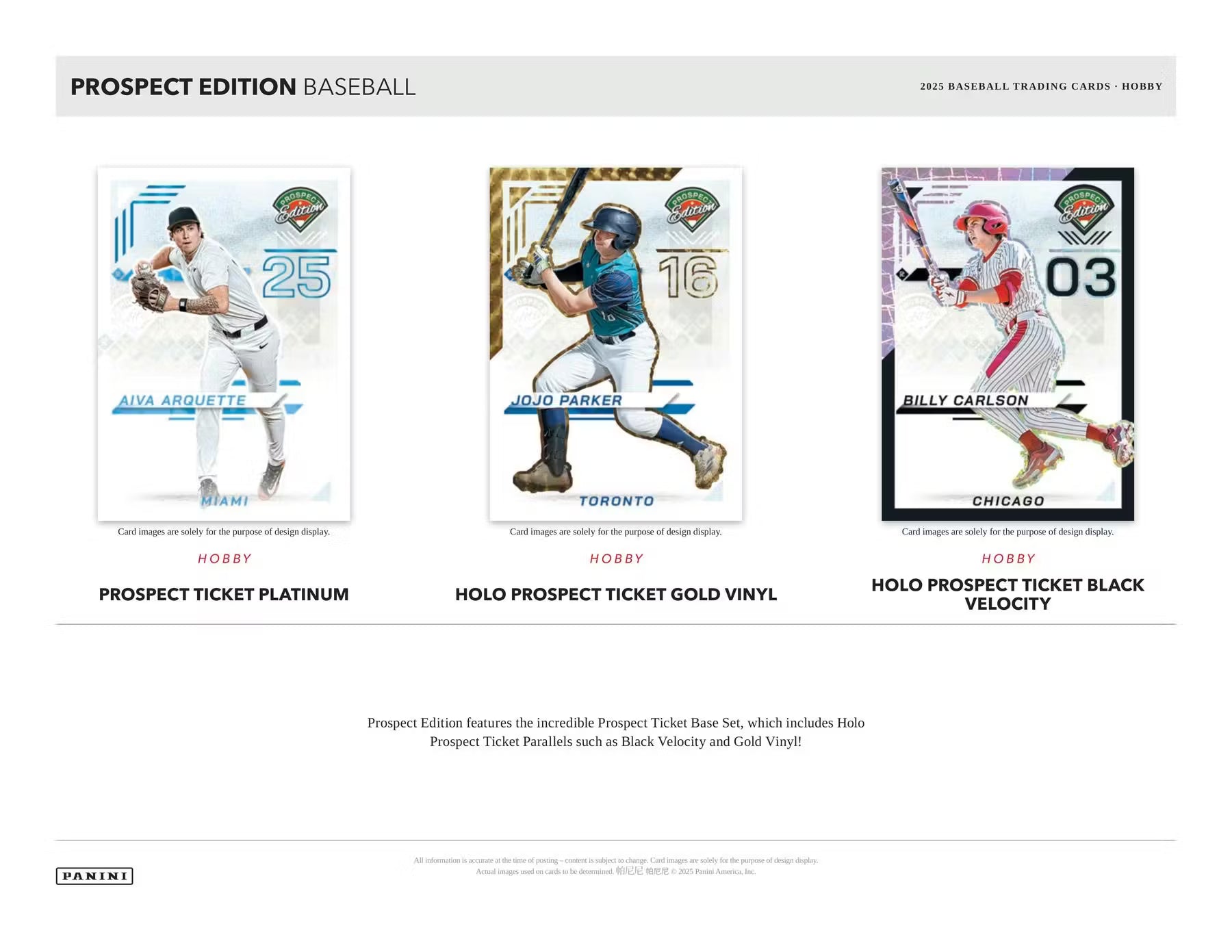 2025 Panini Prospect Edition Baseball Hobby Trading Cards LV