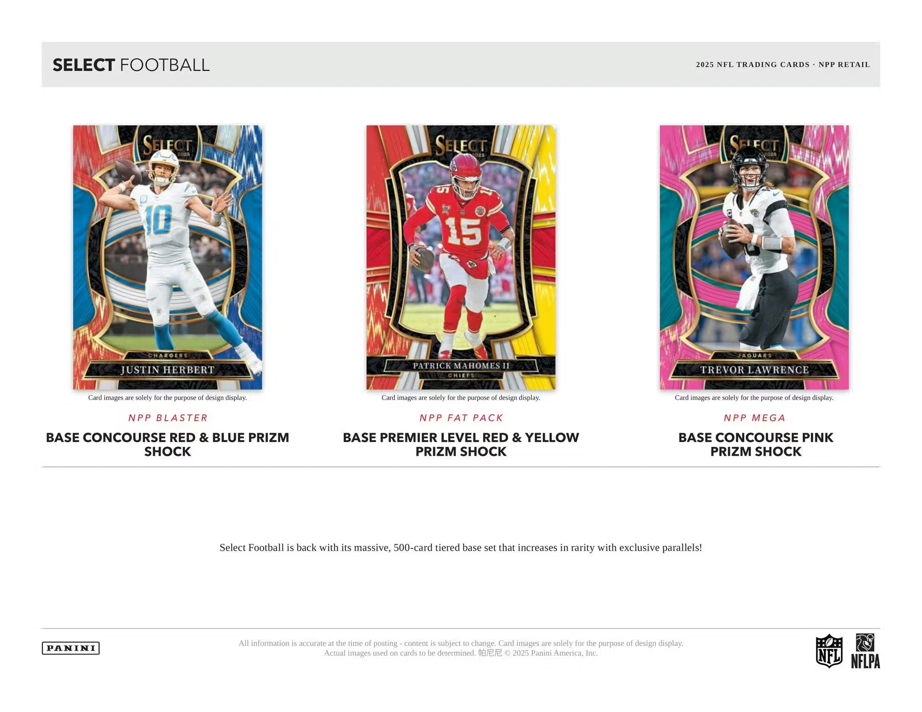 2025 Panini Select Football Blaster Trading Cards Red Blue Prizm LV
