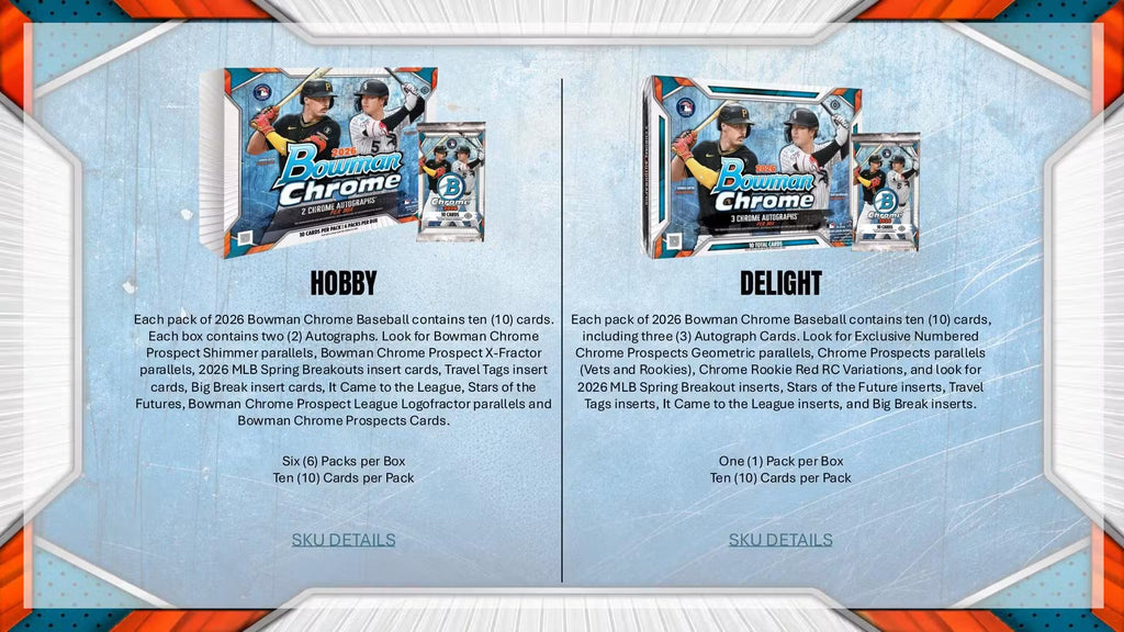 2026 Topps Bowman Chrome Baseball Delight Trading Cards LV