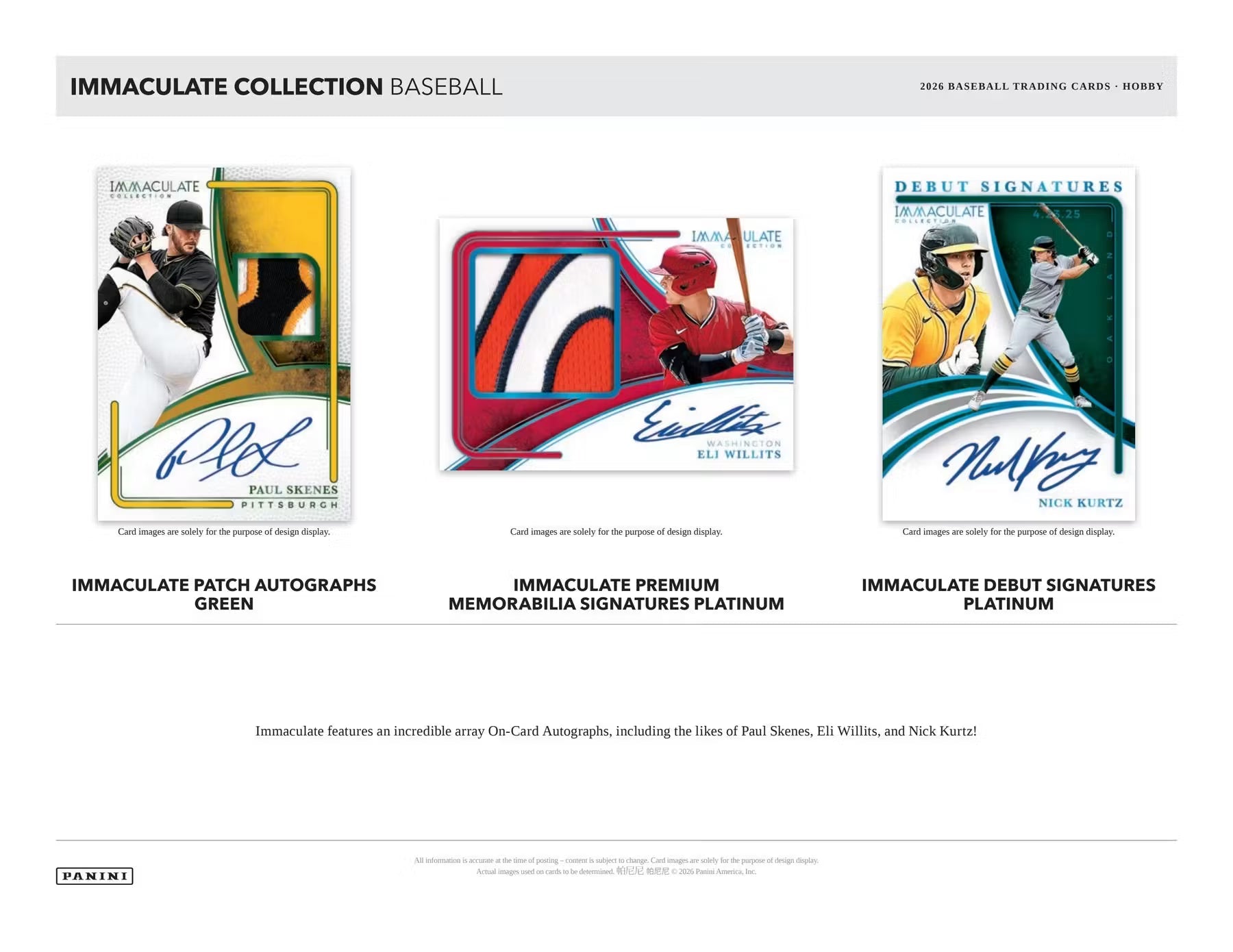 2026 Panini Immaculate Baseball Hobby Trading Cards LV