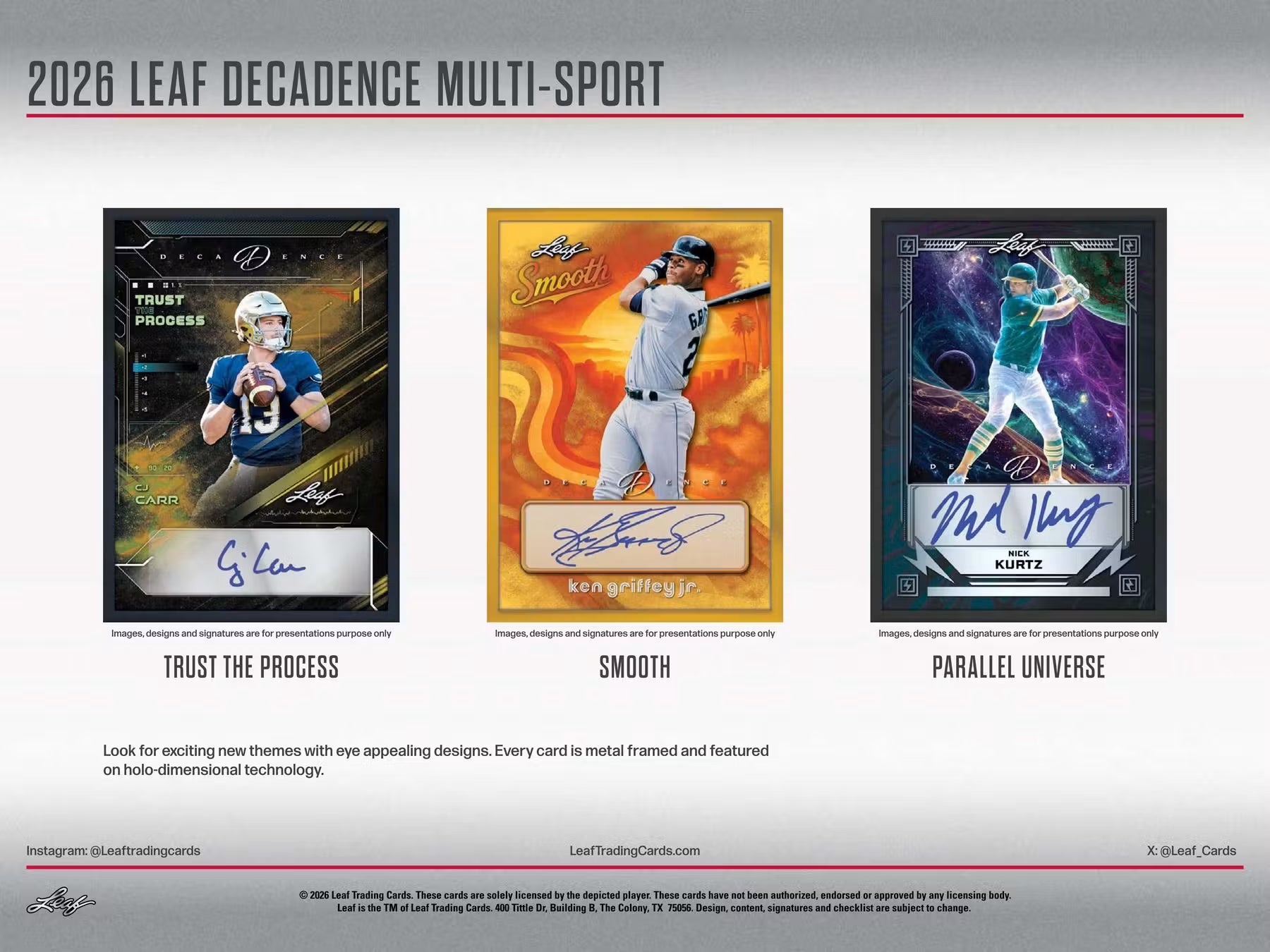 2026 Leaf Decadence Multisport Hobby Trading Cards LV