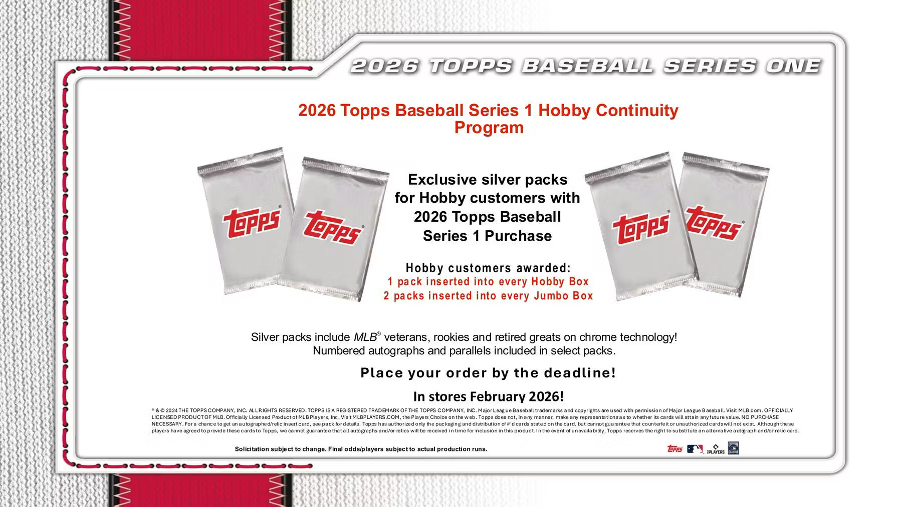 2026 Topps Series 1 Baseball Hobby Trading Cards LV