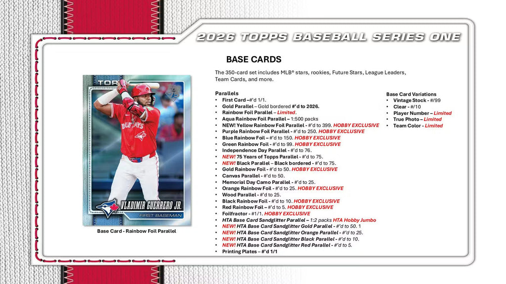 2026 Topps Series 1 Baseball Hobby Trading Cards LV