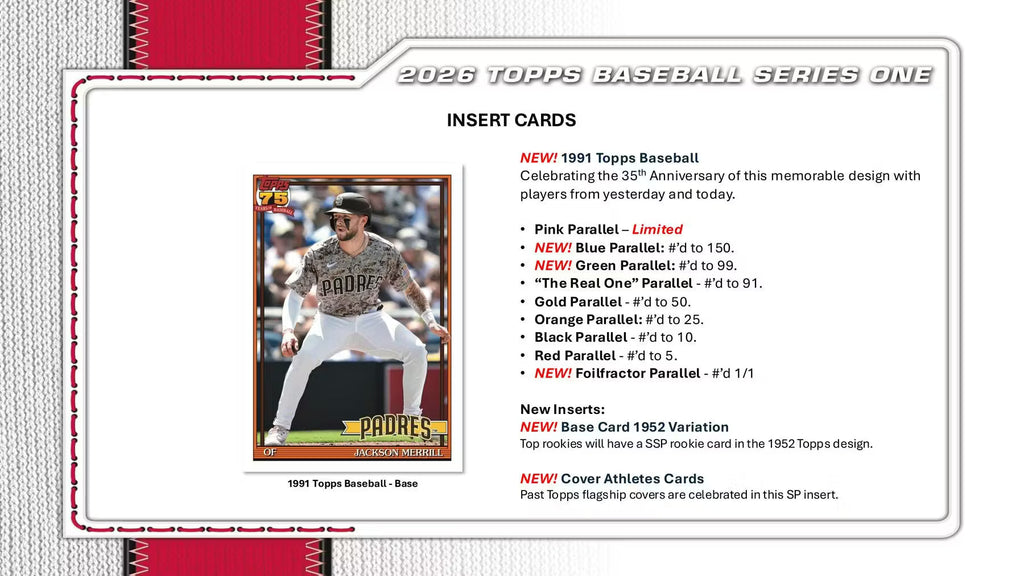2026 Topps Series 1 Baseball Hobby Trading Cards LV