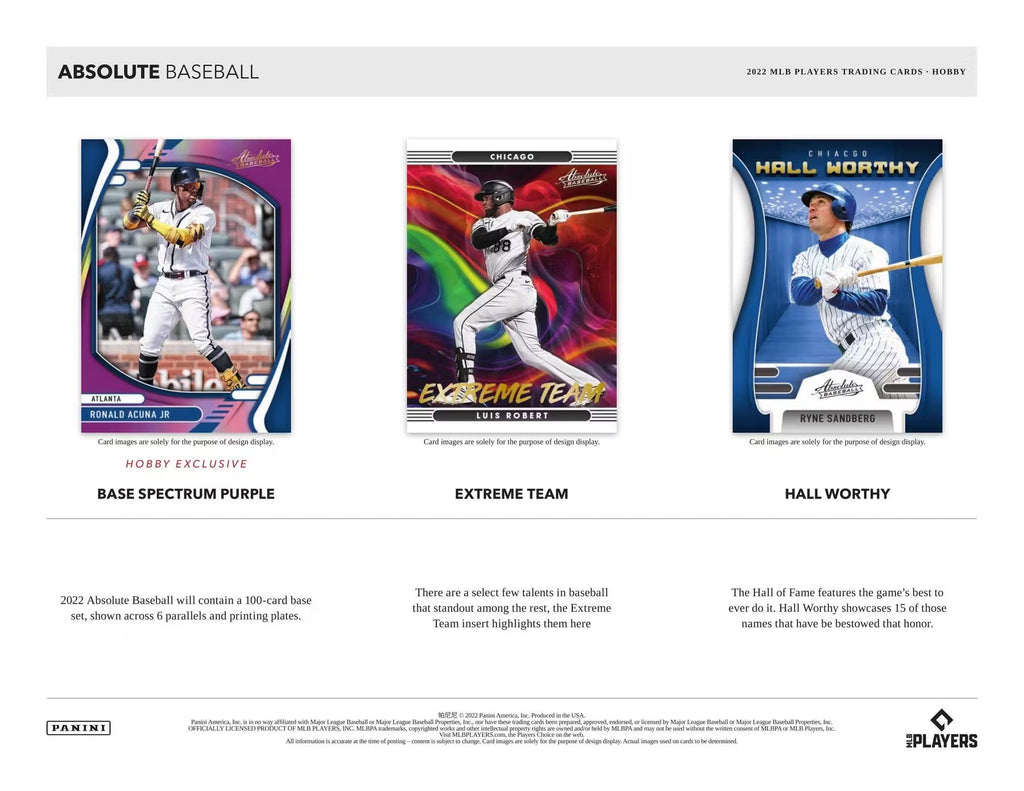 2022 Panini Absolute Baseball Hobby Trading Cards LV