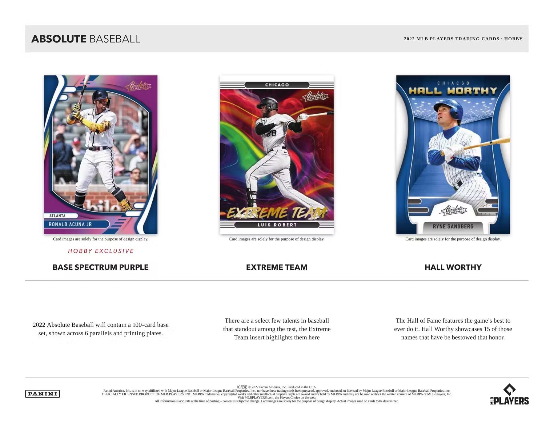 2022 Panini Absolute Baseball Hobby Trading Cards LV