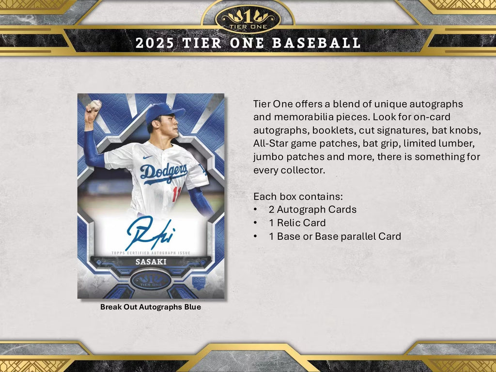 2025 Topps Tier One Baseball Hobby Trading Cards LV