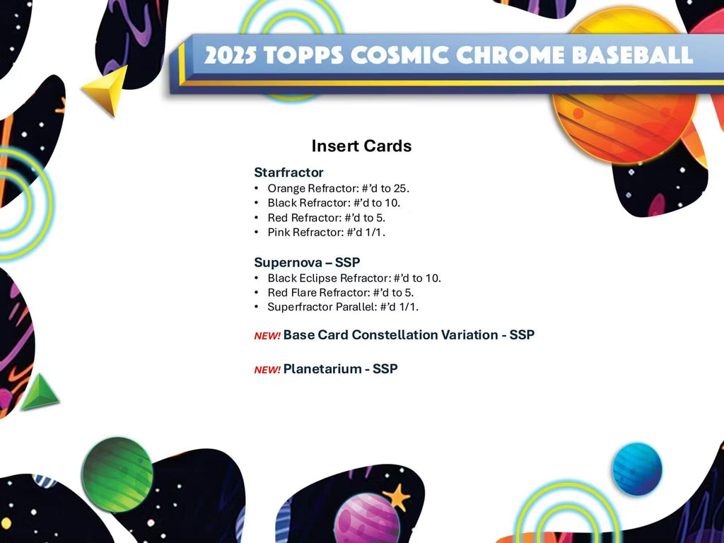 2025 Topps Cosmic Chrome Baseball Hobby Trading Cards LV