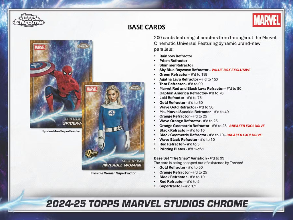 2025 Topps Chrome Marvel Studios Breaker Delight Trading Cards LV