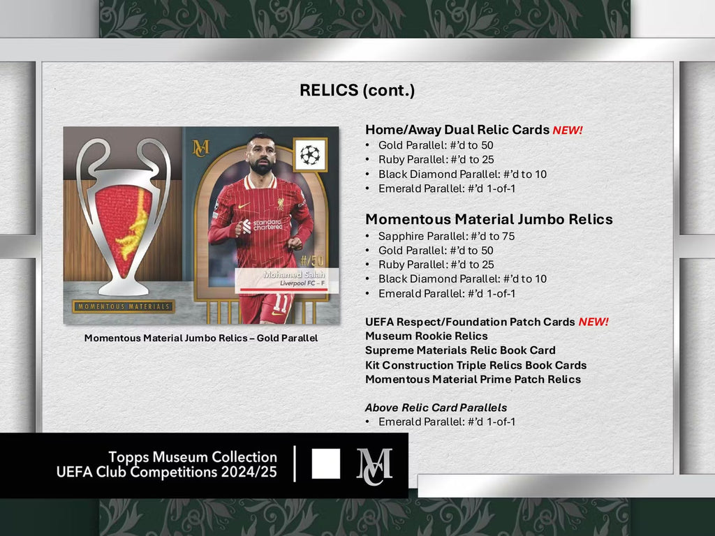 2025 Topps UEFA Club Competitions Museum Collection Hat Trick Hobby Trading Cards LV