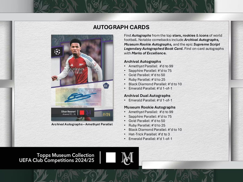 2025 Topps UEFA Club Competitions Museum Collection Hat Trick Hobby Trading Cards LV
