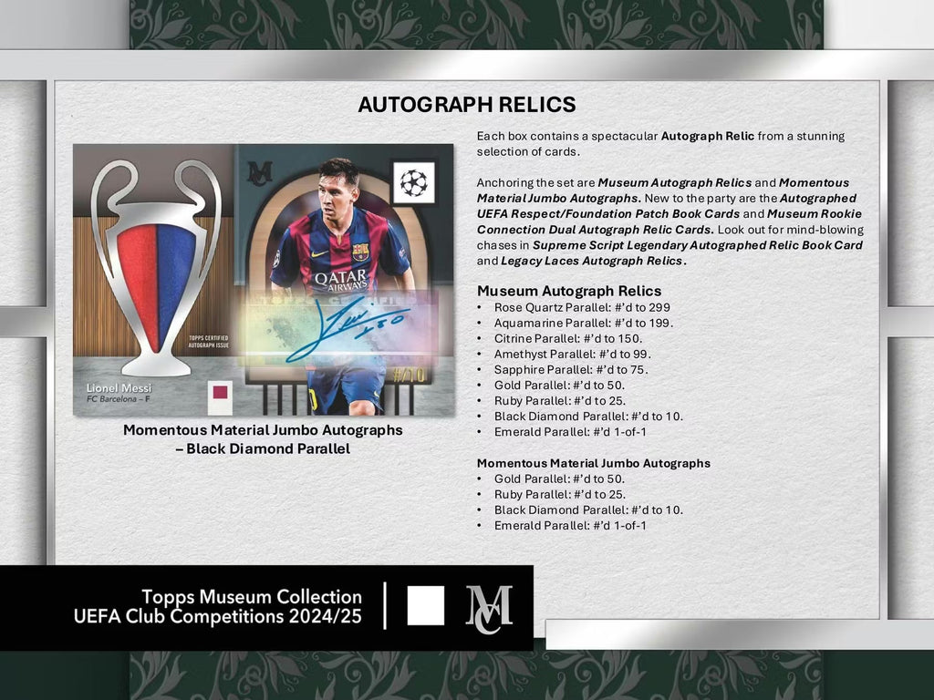 2025 Topps UEFA Club Competitions Museum Collection Hat Trick Hobby Trading Cards LV